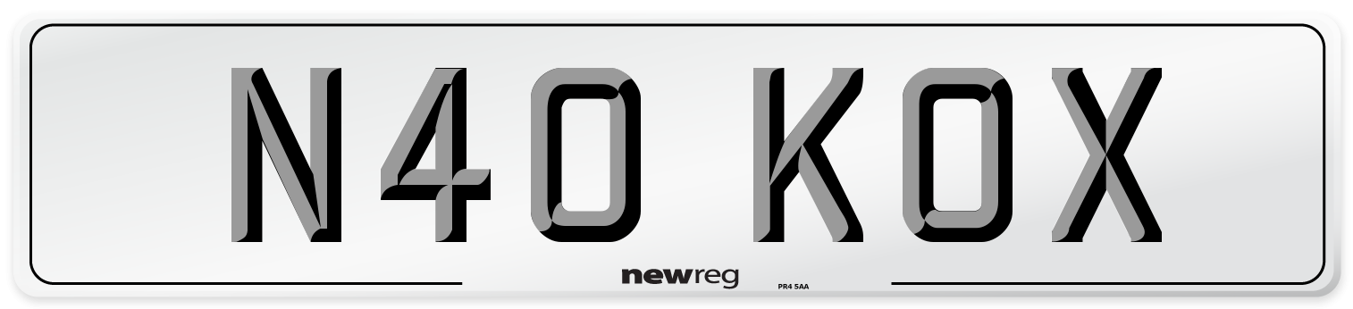 N40 KOX Number Plate from New Reg
